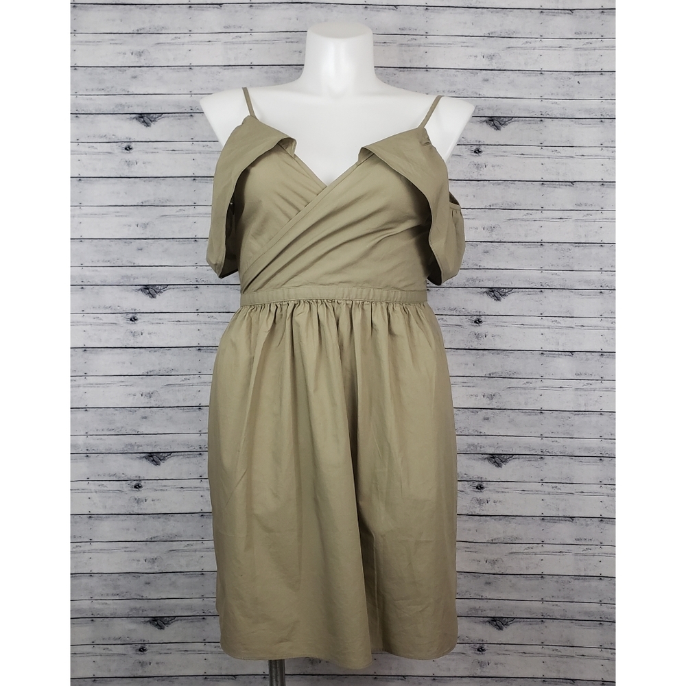 Madewell Khaki Cold-Shoulder Ruffle Dress ( - Picture 5 of 10